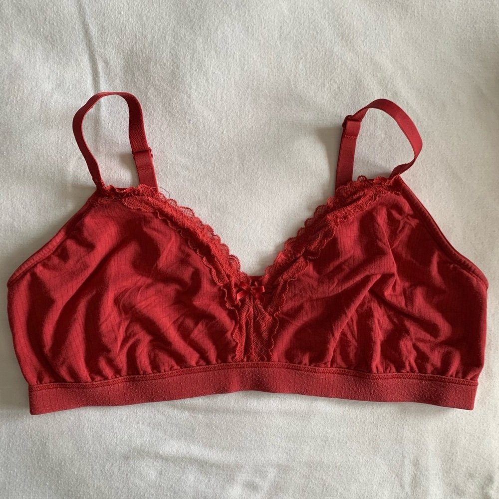 Auden Red Lace-Trim Bralette